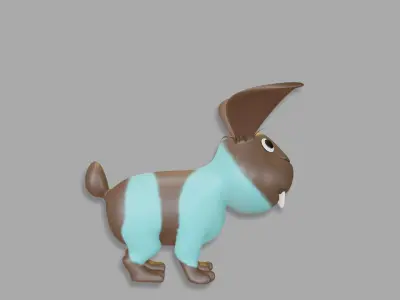 Bunny toon style 3 Low-poly 3D model