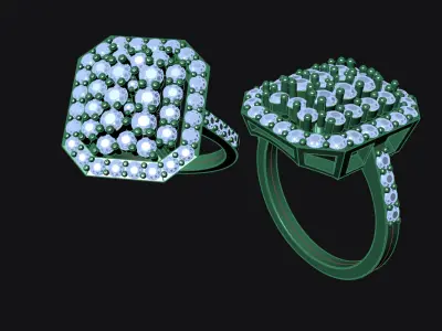 Gold Ring with Diamonds 3D print model