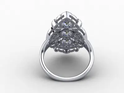 Art deco ring 3D print model 17