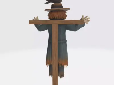 Scarecrow Skeleton Figurine with Crow Gothic Halloween Decor 3D print model