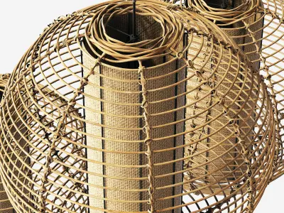 Lamp wicker branch rattan sphere 3D model