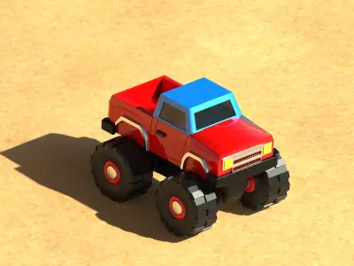 Cartoon Monster Truck Low-poly 3D model
