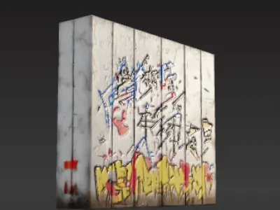 Urban Canvas  Graffiti Wall with Peeling Paint Low-poly 3D model