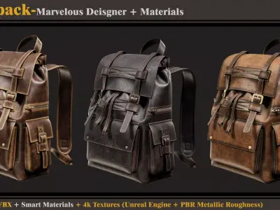 Backpack-MD-Clo3d-3 Smart Material-4K Textures - OBJ- FBX 3D model