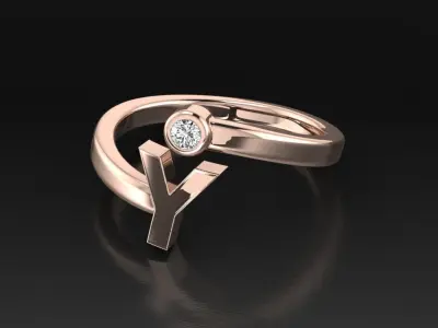 Jewelry Alphabet Ring Y 3D print model