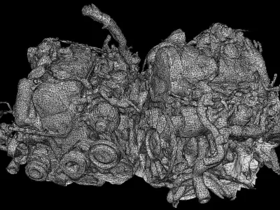 engines cars destroyed ground photogrammetry Low-poly 3D model