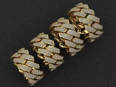 4 SIZE SQUARE CUBAN RING  3D Model Pack