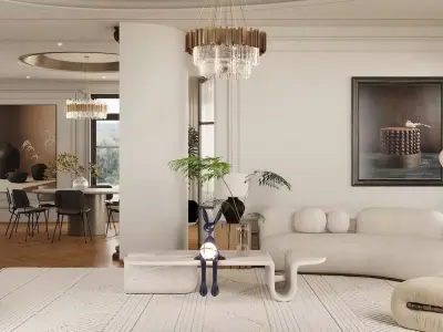 Livingroom and Kitchen 3D model