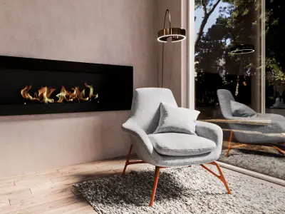 Modern Livingroom with Kitchen 3D model