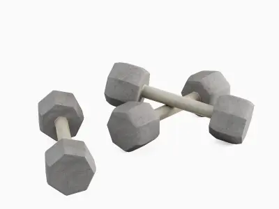 Concrete Dumbbell 04 Low-poly 3D model