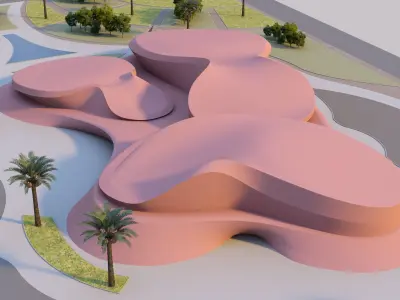 Water Museum  Futuristic building  3D model