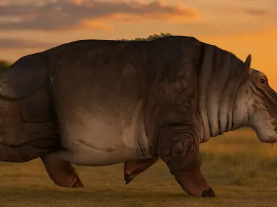 Realistic 3D Hippopotamus Model  Game Ready C4dFBXOBJ3DS Formats Low-poly 3D model