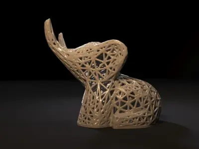 Elephant decor voronoi 3D print model