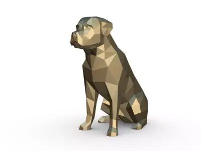 Rottweiler dog low poly 3D print model