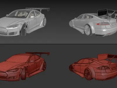 Tesla Model S Tuning  4 COLORS  3D model