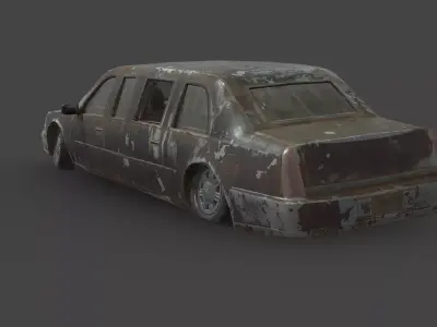 Abandoned Car - Cadillac Limousine Low-poly 3D model