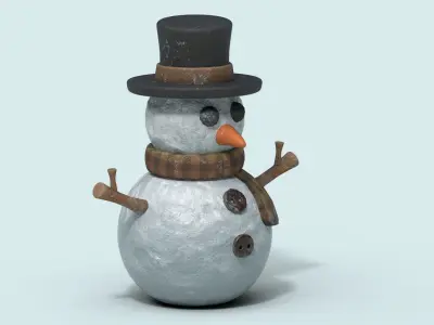 Simple Stylized Lowpoly Snowman Low-poly 3D model