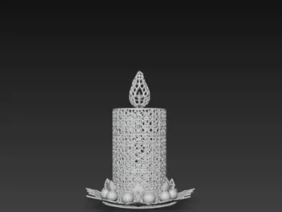 3D Christmas Candle Model Festive Holiday Decor 3D print model