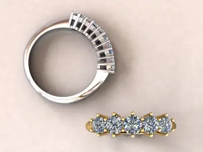 Riviera Ring Five Stones 3D print model
