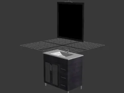 Sink bathroom vanity with mirror and 3D model