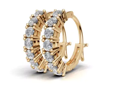 AV 729 Diamond Hoop Earrings for woman 3D print model