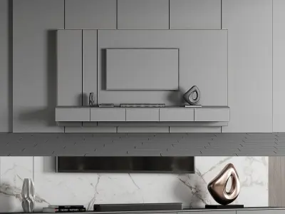 Tv Wall set 03 3D model