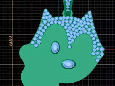 cat face gold pendant 3d printable model  3D print model