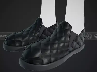 Black Leather Shoes Style 2 Low-poly 3D model
