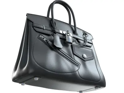 Hermes Birkin Rock Bag Black Low-poly 3D model