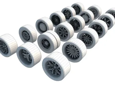 Wheels Pack 1 Low-poly 3D model