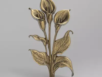 white calla lily with green leaves cnc  3D print model