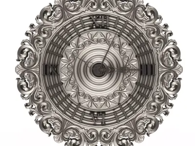 Classic Wall Clock 018 Chrome Low-poly 3D model