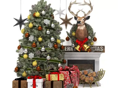 christmas tree with fireplace 3D model