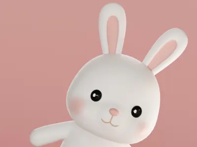 Chibi Kawaii Bunny Cute Cartoon Illustration  Low-poly 3D model
