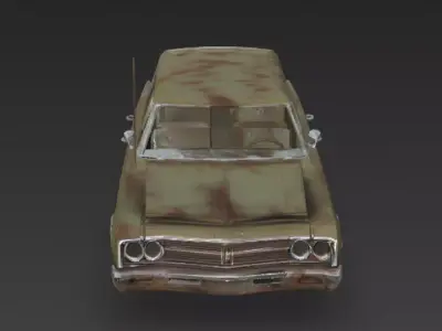 Abandoned Rusty Sedan 3D Model PBR Low-poly 3D model