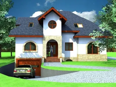 FarmHouse house with roof 3D model