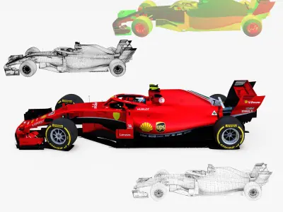 F 2018 ferrari team Low-poly 3D model
