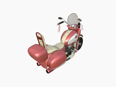 Motorcycle Cartoon B09 Light Red - Custom Vehicle Design Low-poly 3D model