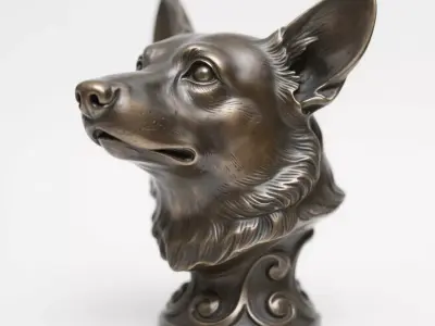 Corgi head sculpture 3D print model