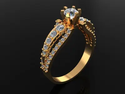 Women Ring 70 solitaire diamond engagement ring for women 3D print model