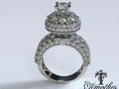 Timothes Diamond Ring 3D JewelryModel Printable 3D FR9 3D print model