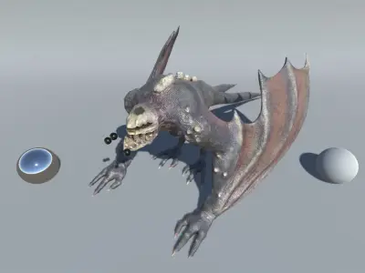 Monster creature with wings and claws Low-poly 3D model