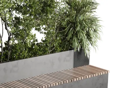 Indoor plant set 364  office garden bench  Low-poly 3D model