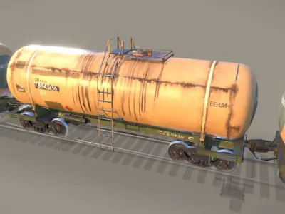 Railway Oil Tank Car vr1 Low-poly 3D model