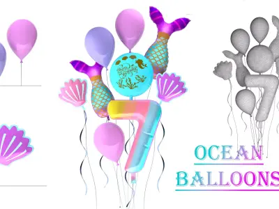 ocean-theme-balloons-set01 3D model