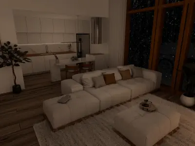 Winter House Blender Scene - NIGHT 3D model