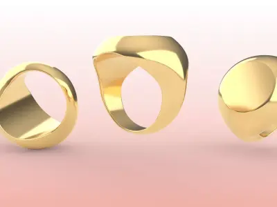 Ring 3D print model three gold rings 3D print model