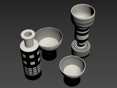 Black and white vase set by Ettore Sottsass 3D model