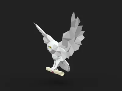 snowy owl low poly 3D print model