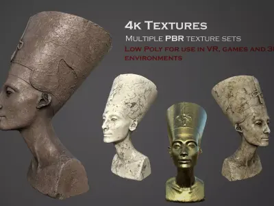 Bust of Nefertiti  Low-poly 3D model